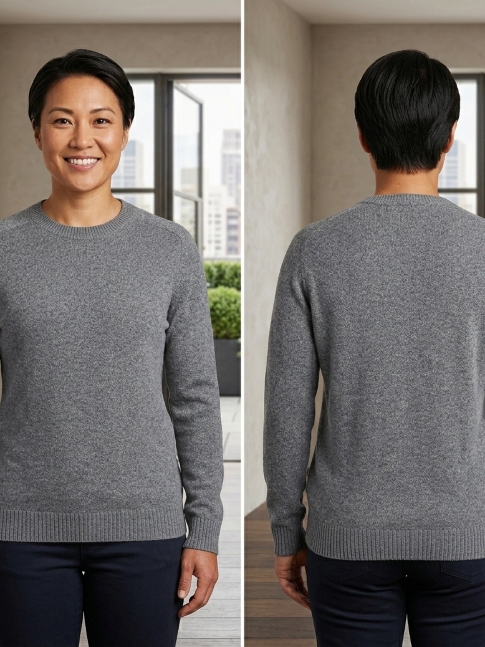 Banana Republic Women's Scoopneck Sweater in Heather Gray